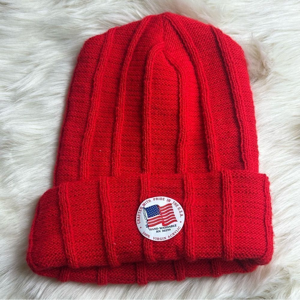 Vibrant Red Knitted Winter Beanie Hat